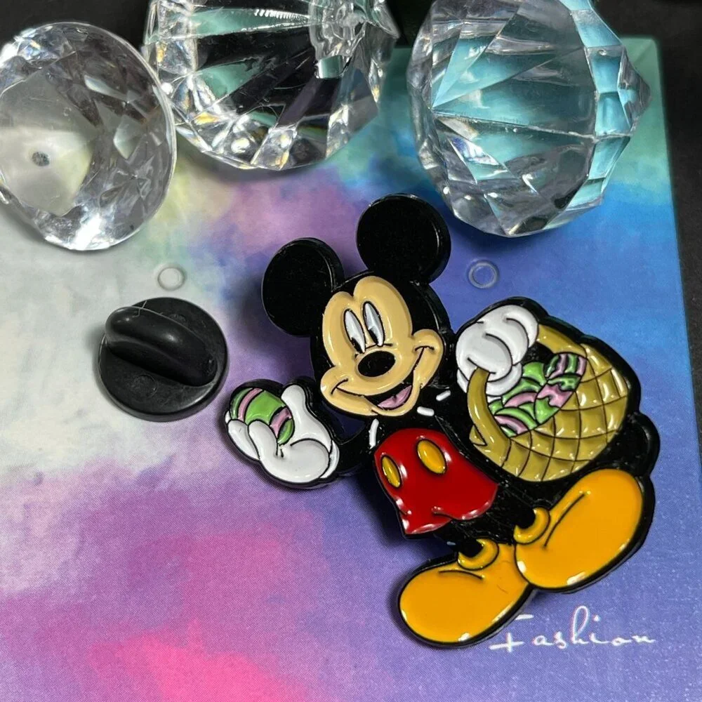 Mickey Mouse Lapel Pin Easter Egg Basket Brooch Badge Accessories Jewelry Pin